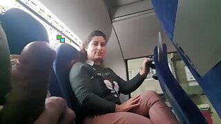 Exhibitionist seduces Milf apropos Swell up & Jerk his Dick in Bus